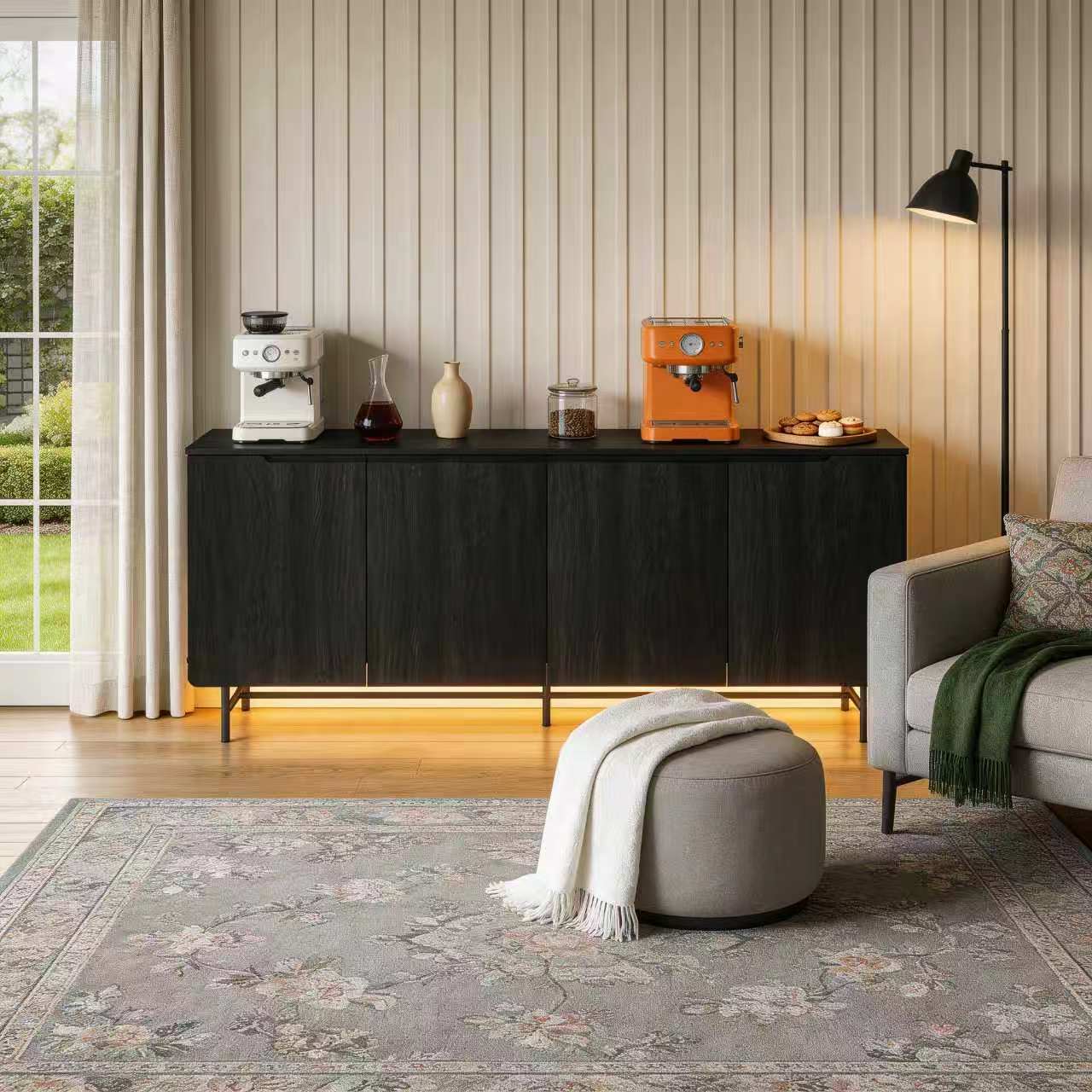 Office Furniture Credenza - Buffet latéral cannelé de 68 pouces,