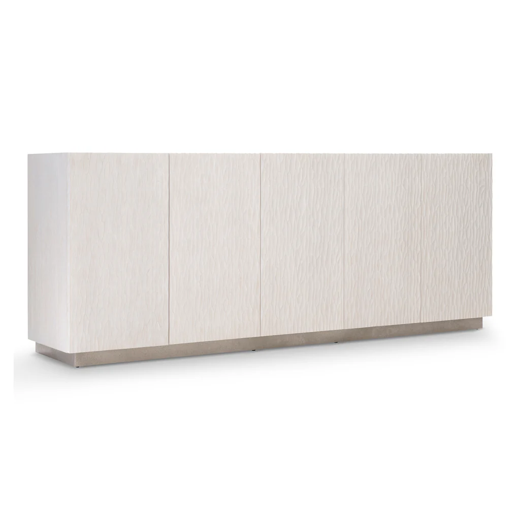 Office Furniture Credenza - Meuble TV moderne blanc texturé ondulé,